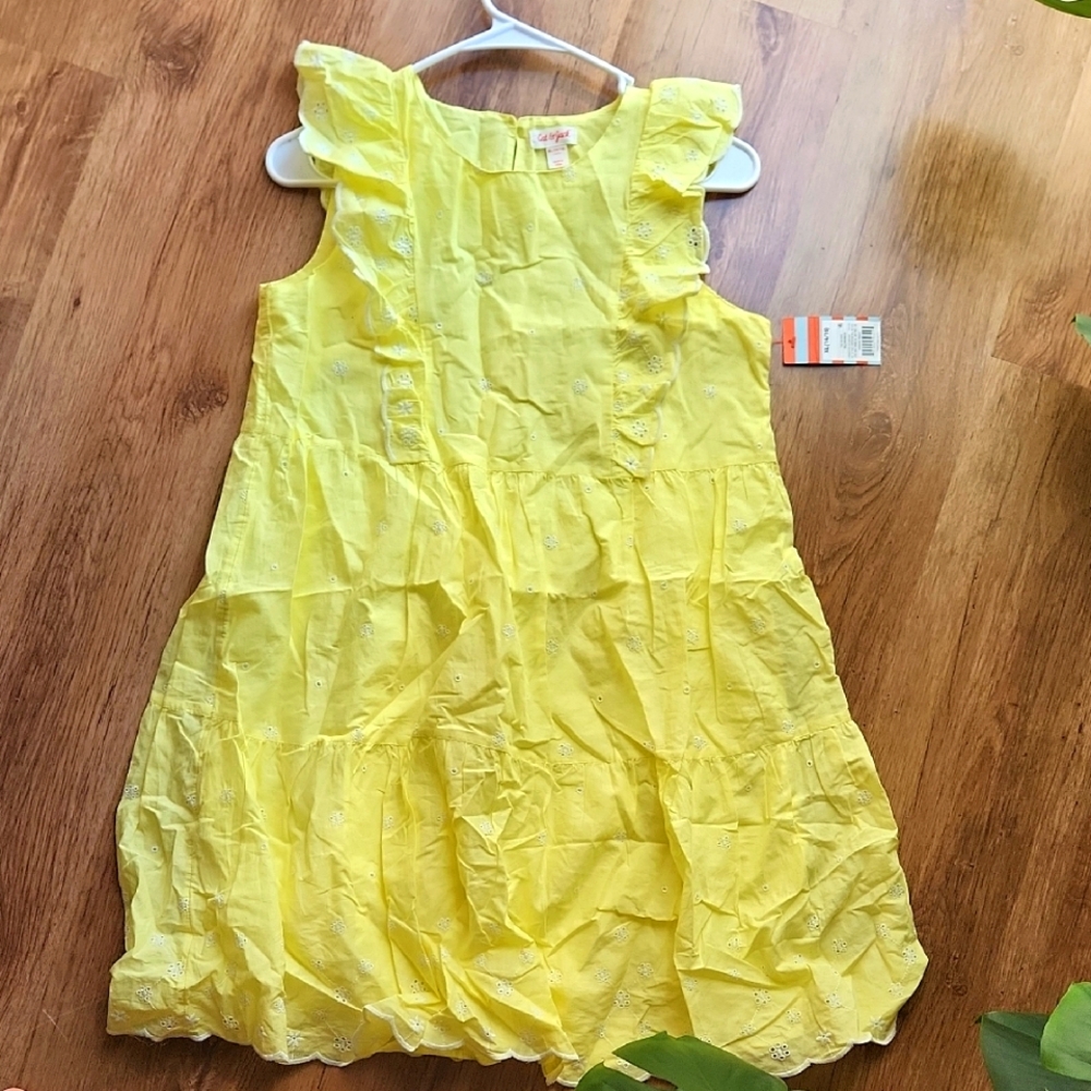 NWT Cat&Jack Yellow Eyelet Dress Easter Size XL(14/16)